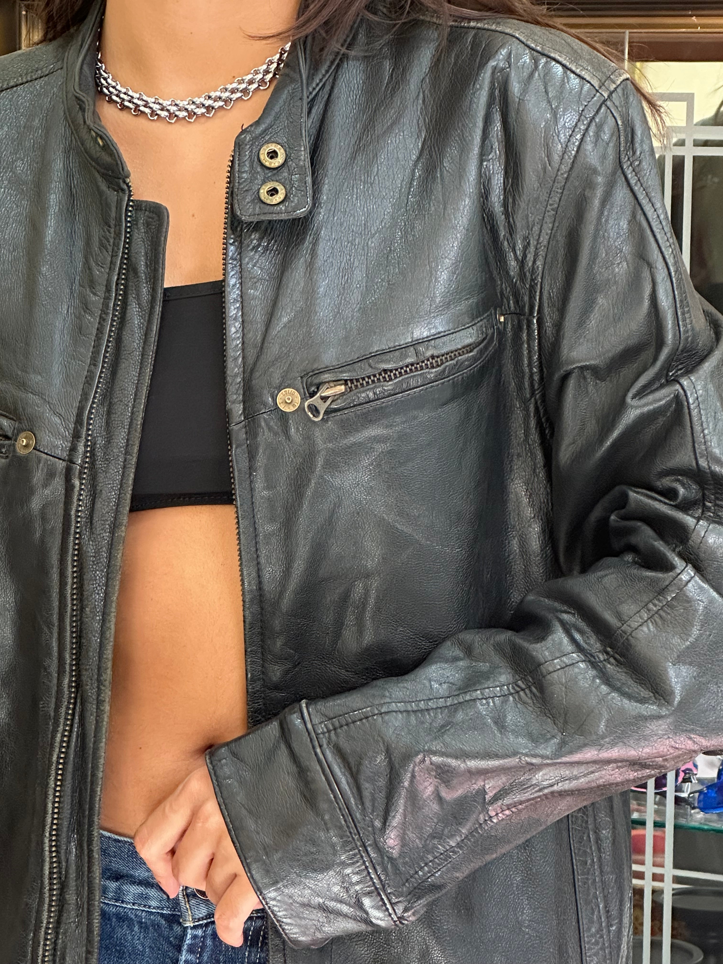 Vintage leather biker jacket