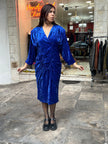 Stunning vintage blue velvet dress