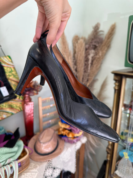 Vintage Italian black leather heels