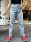 Vintage gray high waisted hand painted jeans