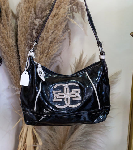 Genna De Rossi Platinum Collection Black Patent Shoulder Bag