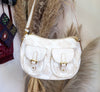 The Bridge White Monogram Shoulder Bag with Dual Front Pockets