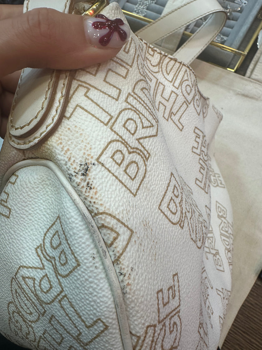 The Bridge White Monogram Shoulder Bag with Dual Front Pockets