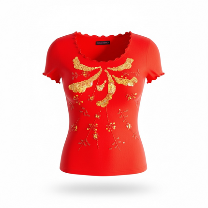 Super cute mesh top with sequins (M)