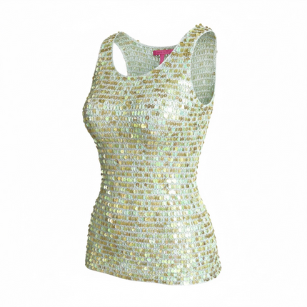 Stunning Y2K crochet sequin tank top (L)