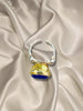 Kimilio Pompei gold plated silver 925 ring with Lapis Lazuli stone (open back - adjustable size)