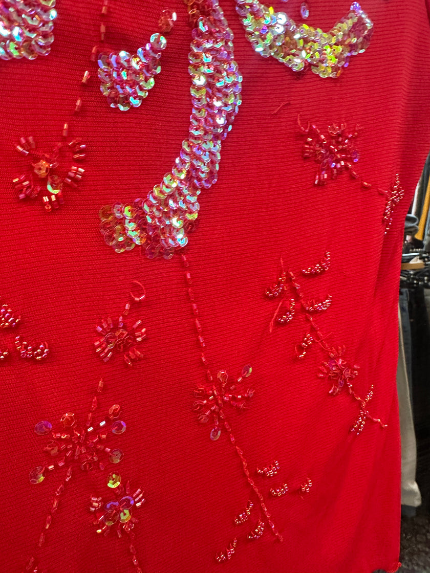 Super cute mesh top with sequins (M)