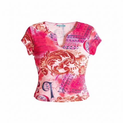Super cute Y2K colorful top with bead detailing (M)