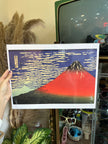 Red Fuji by Hokusai art poster