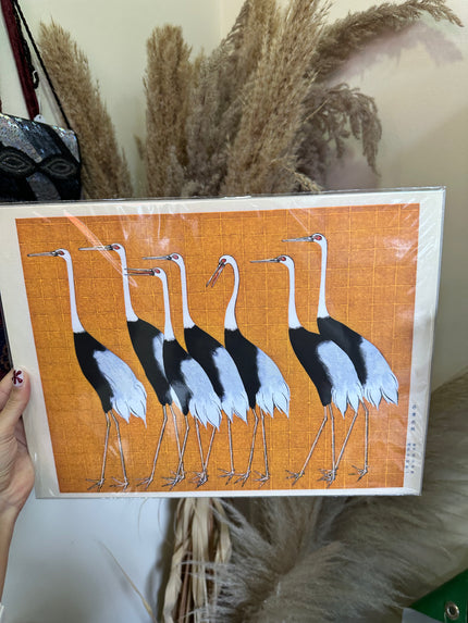 Red Crown Cranes art poster