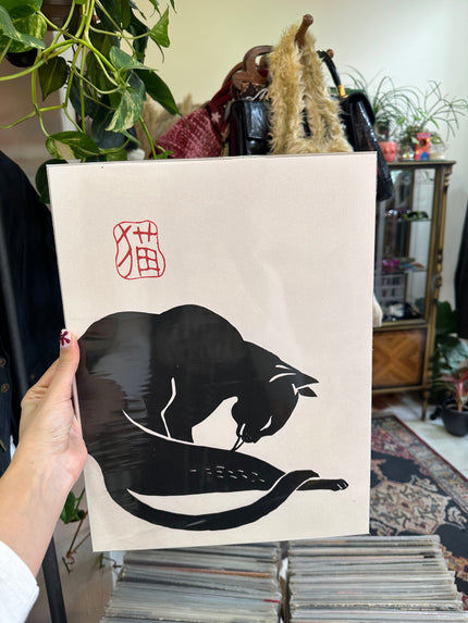 Japanese cat art poster