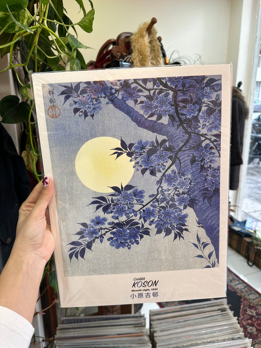 “Blossoming Cherry on a Moonlit Night” by Ohara Koson art poster