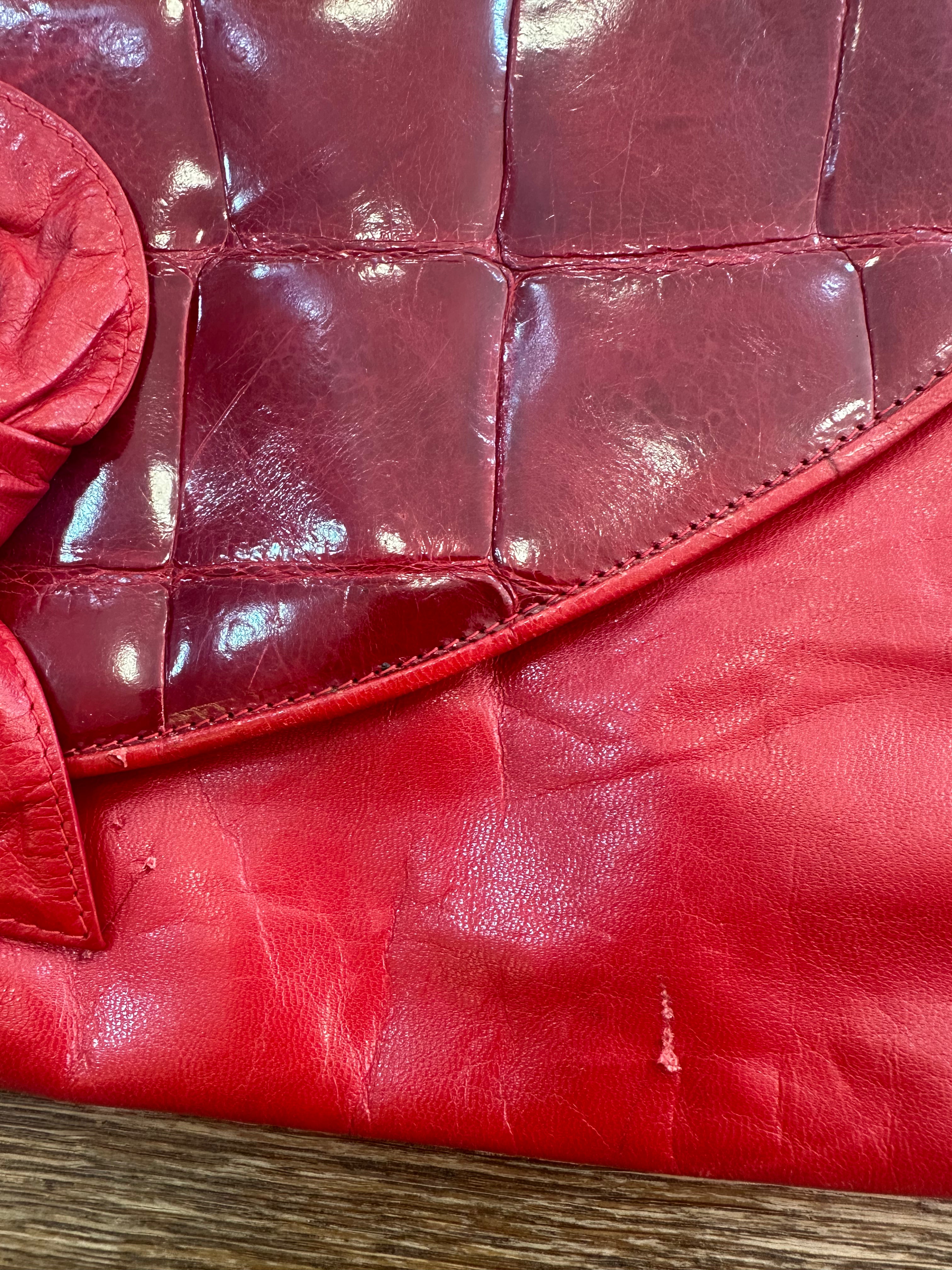 Vintage red leather cross body bag
