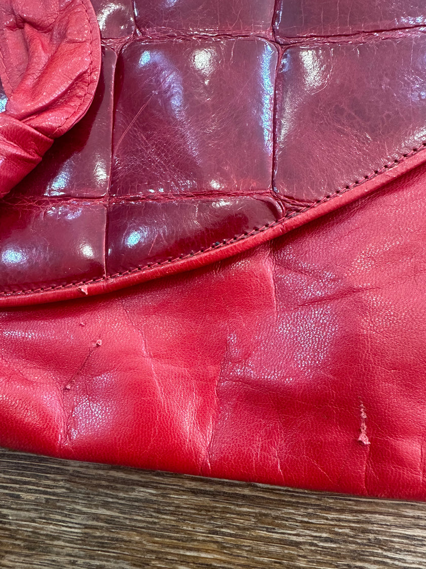 Vintage red leather cross body bag