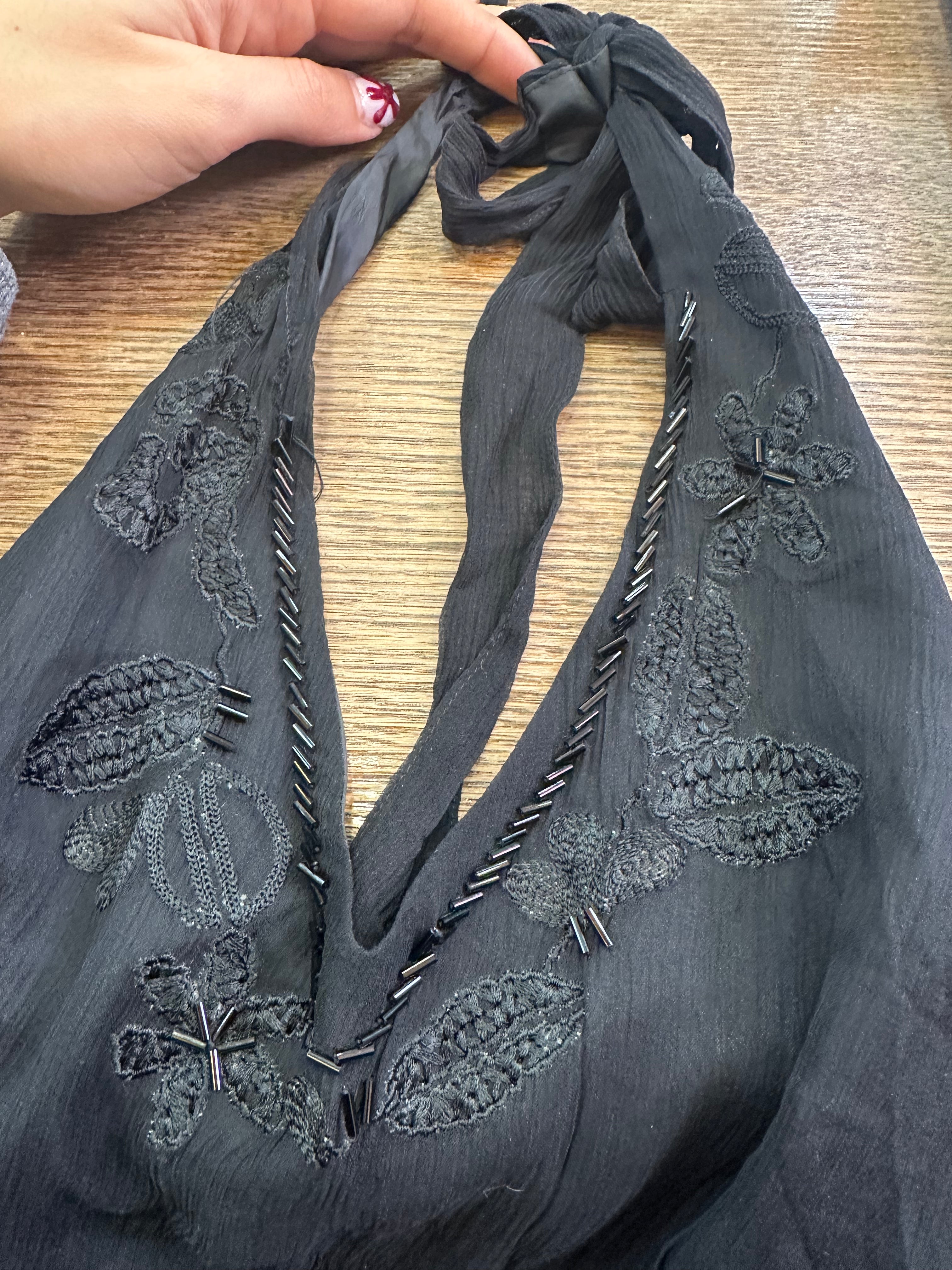 Deadstock ESPRIT 100% silk backless dress (L)