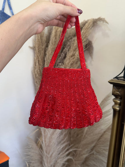 Gorgeous deadstock red shell beaded bag