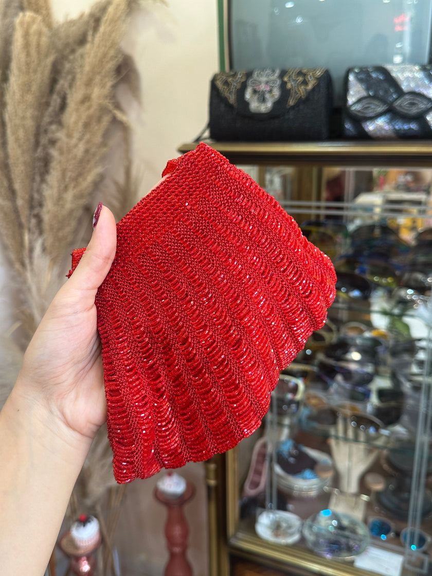 Gorgeous deadstock red shell beaded bag