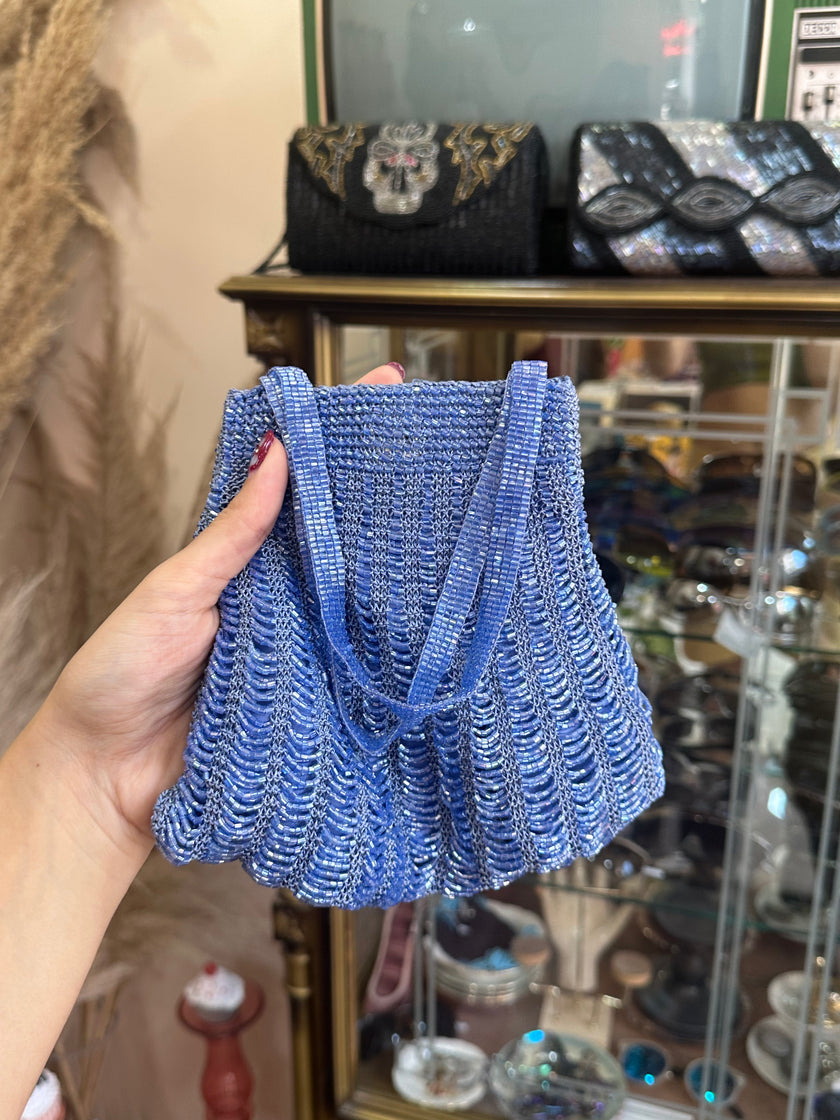 Stunning deadstock blue shell beaded bag
