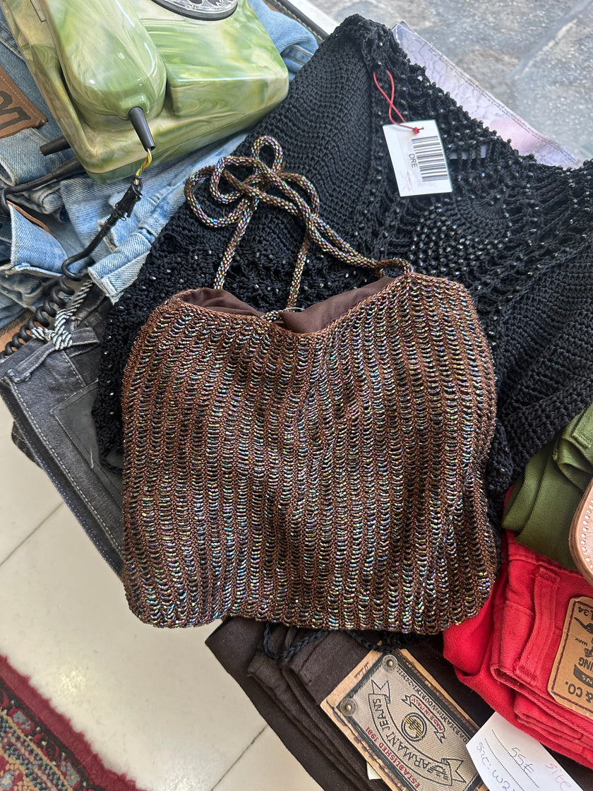 Beautiful deadstock brown beaded bag