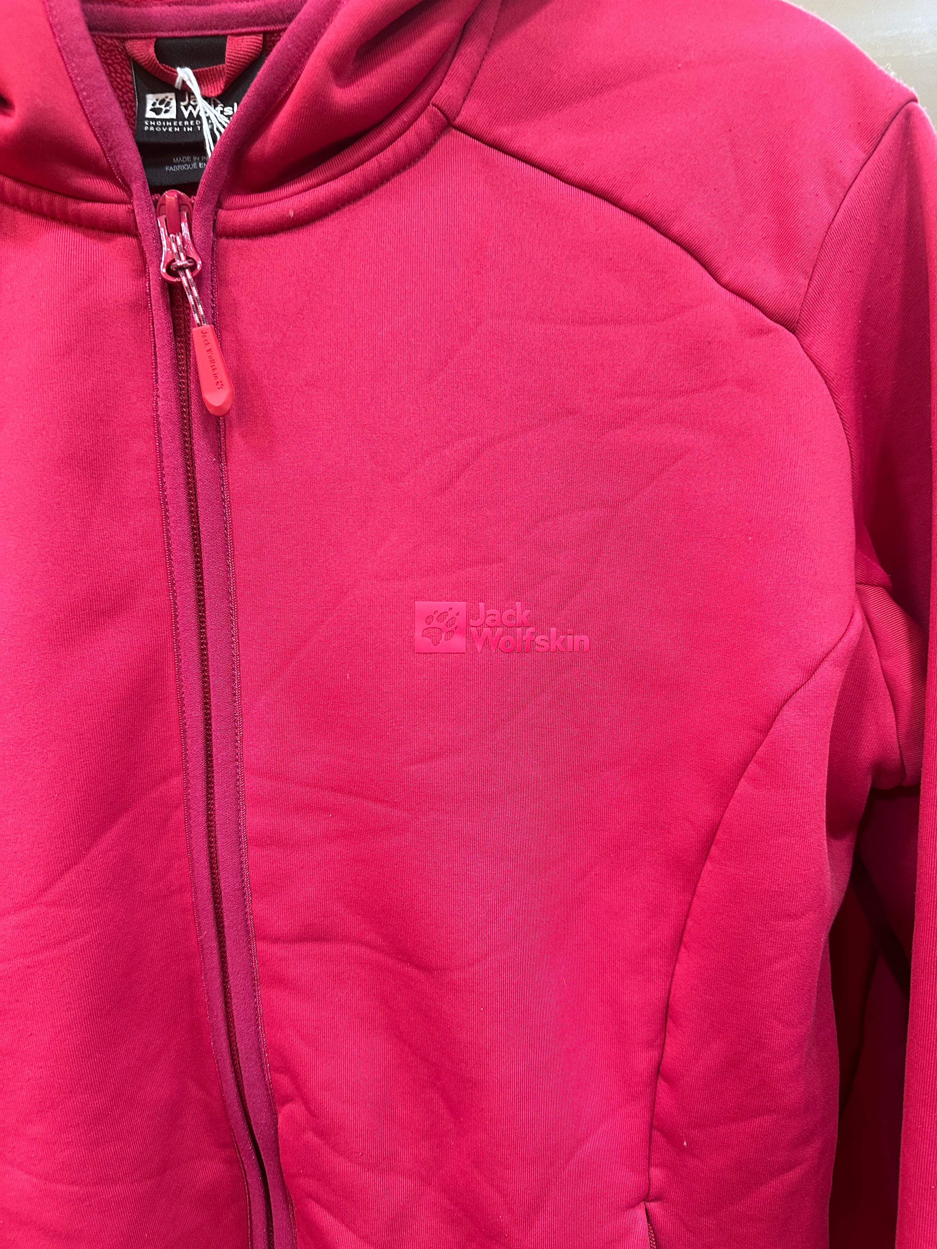 Jack Wolfskin Pink Full-Zip Hooded Jacket – Lightweight Women’s Softshell (L/XL)