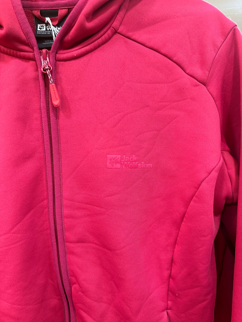 Jack Wolfskin Pink Full-Zip Hooded Jacket – Lightweight Women’s Softshell (L/XL)
