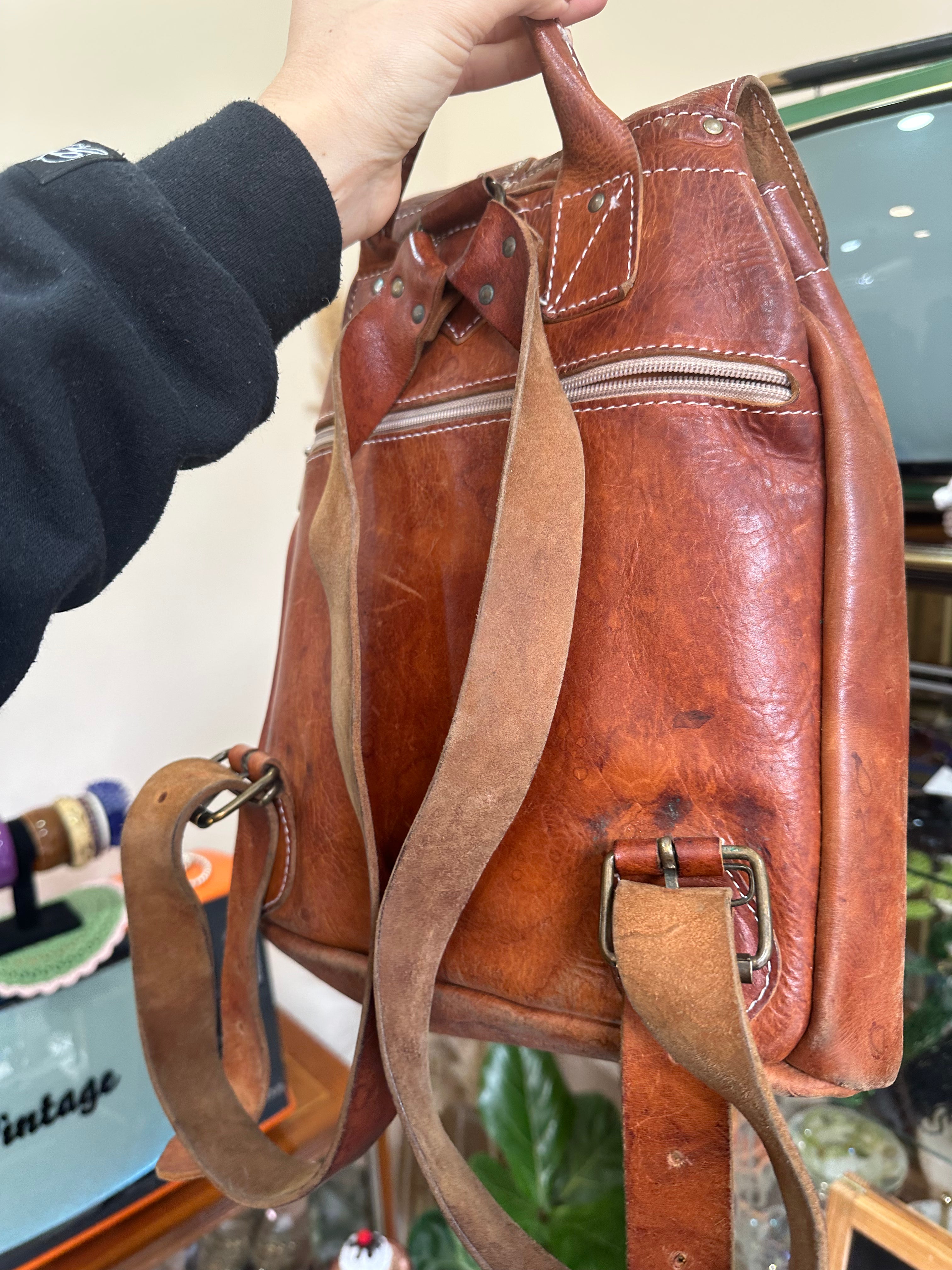 Classic leather backpack