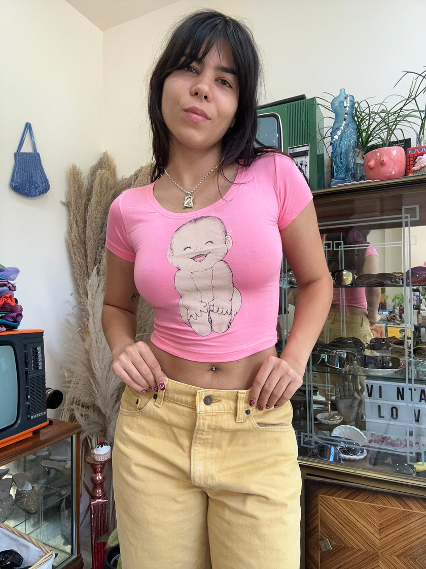 Super cute deadstock graphic baby tee (pink)