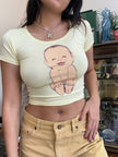 Super cute deadstock graphic baby tee (yellow)