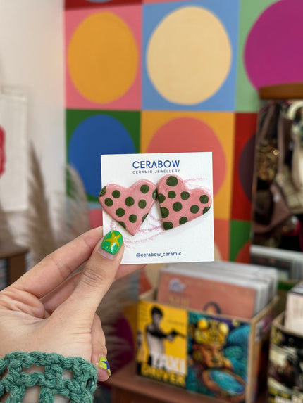 Cerabow handmade heart earrings