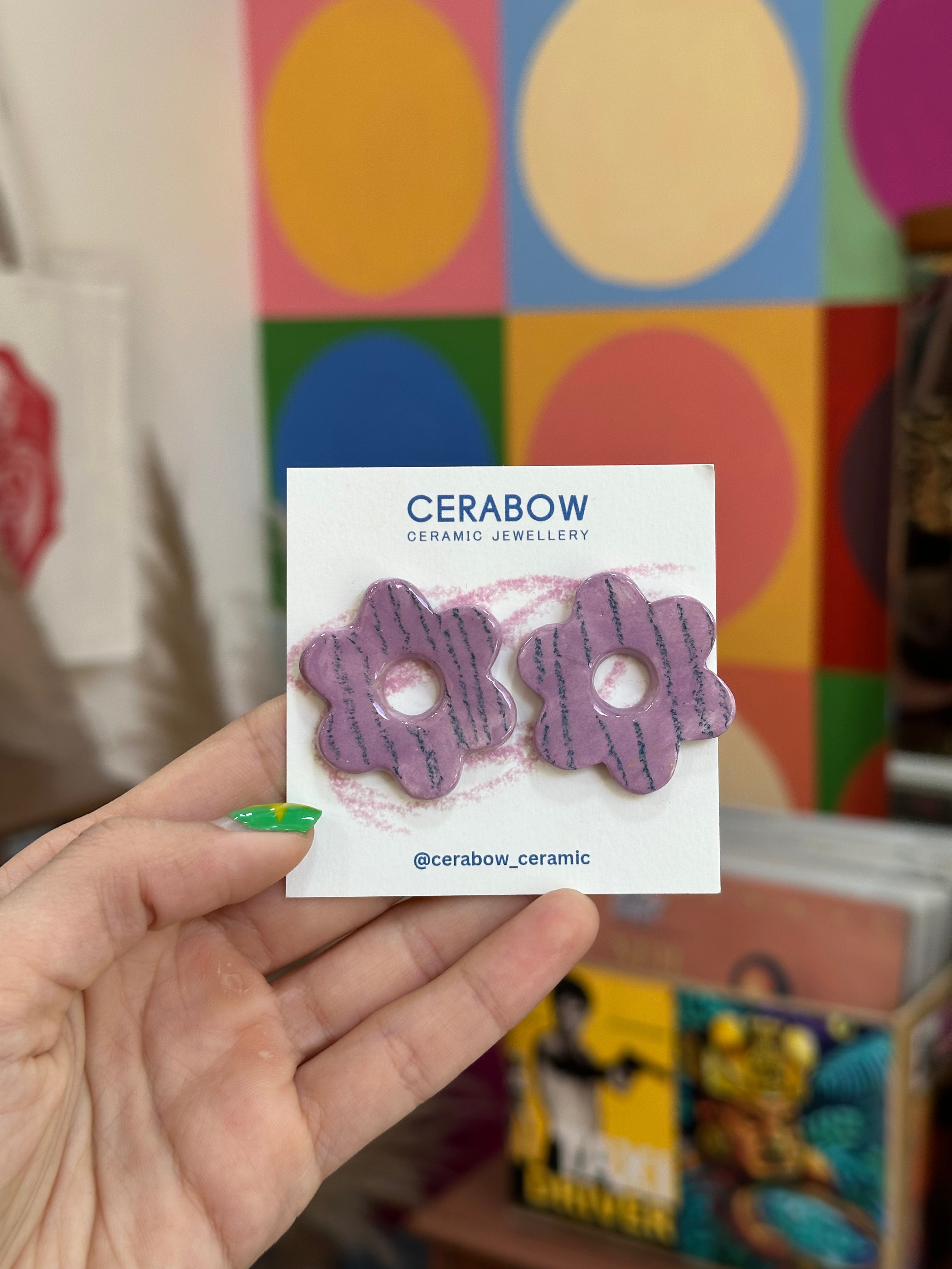 Cerabow handmade flower earrings