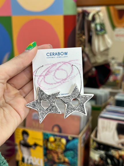 Cerabow handmade star hoop earrings