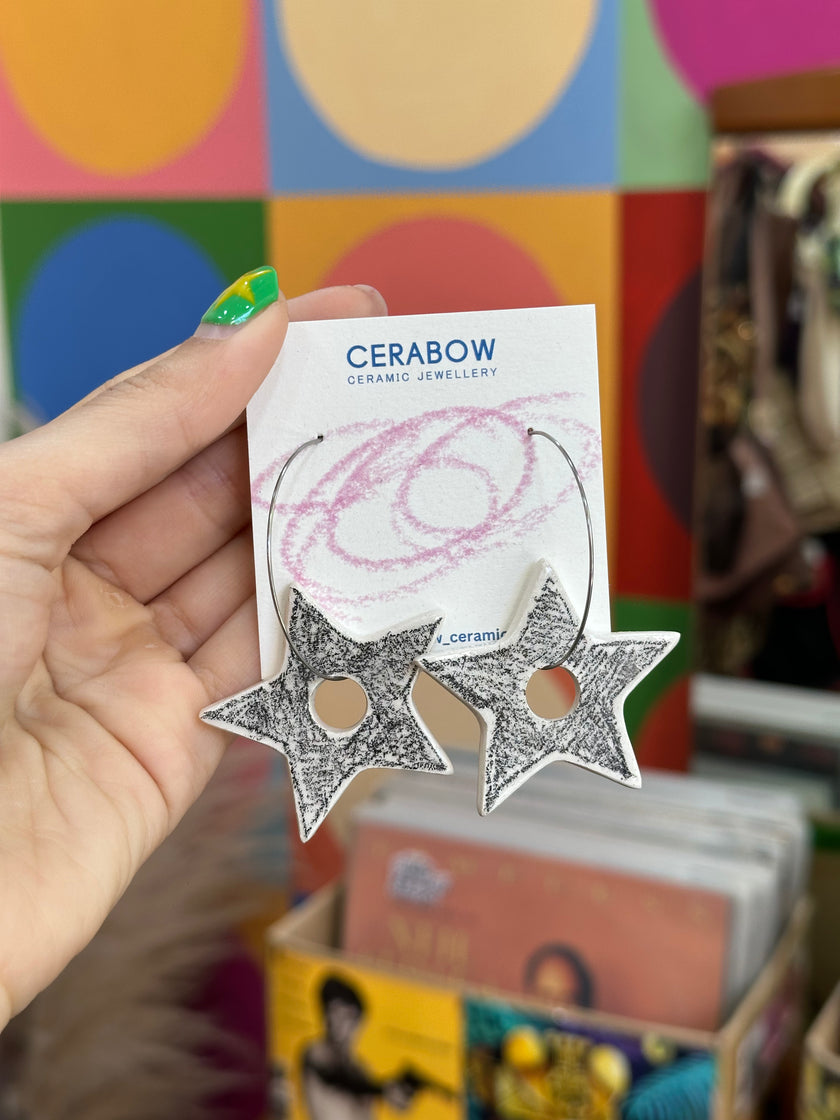 Cerabow handmade star hoop earrings