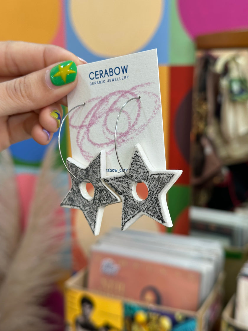 Cerabow handmade star hoop earrings