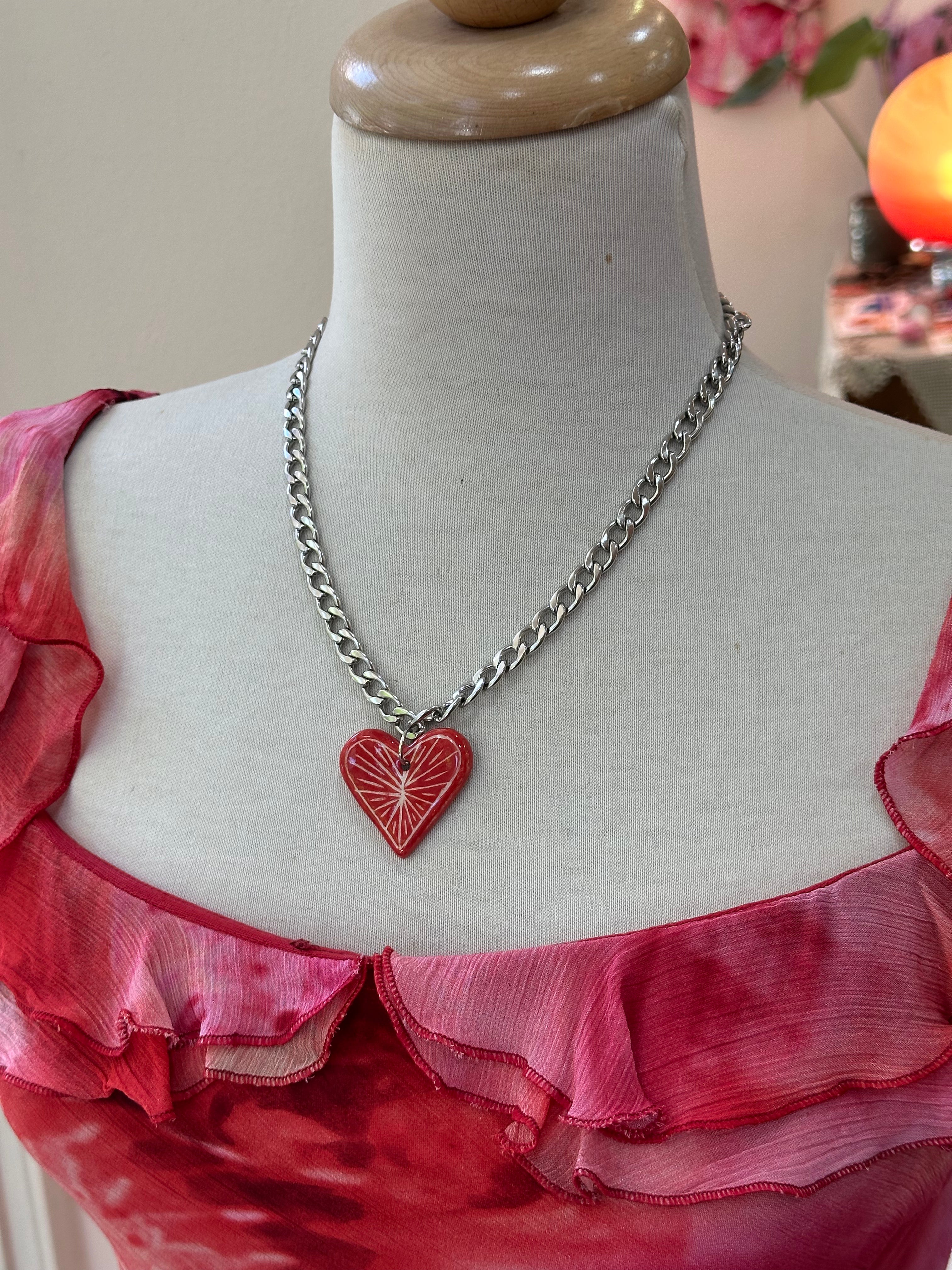Cerabow handmade heart necklace