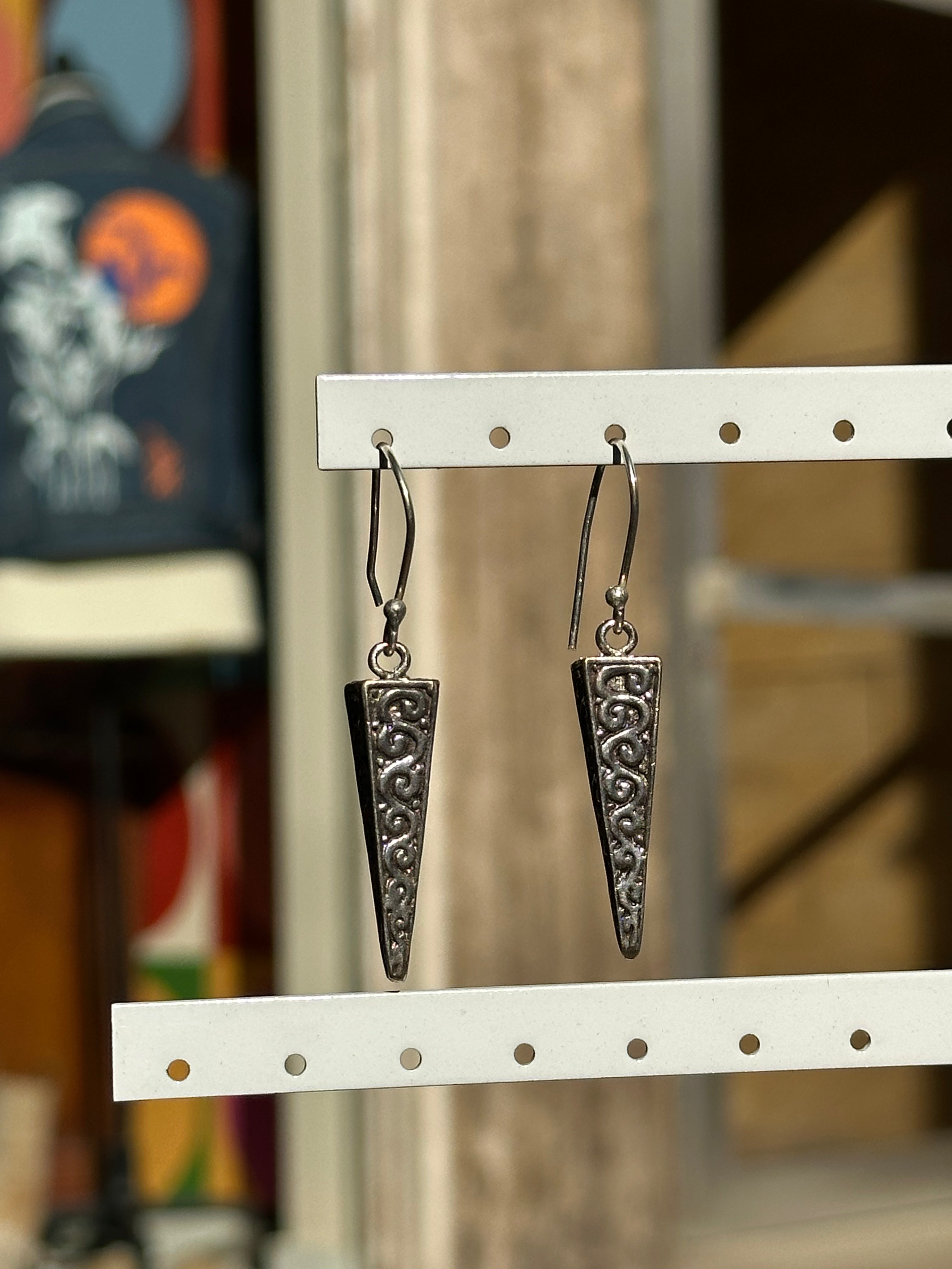 Silver toned brass earrings