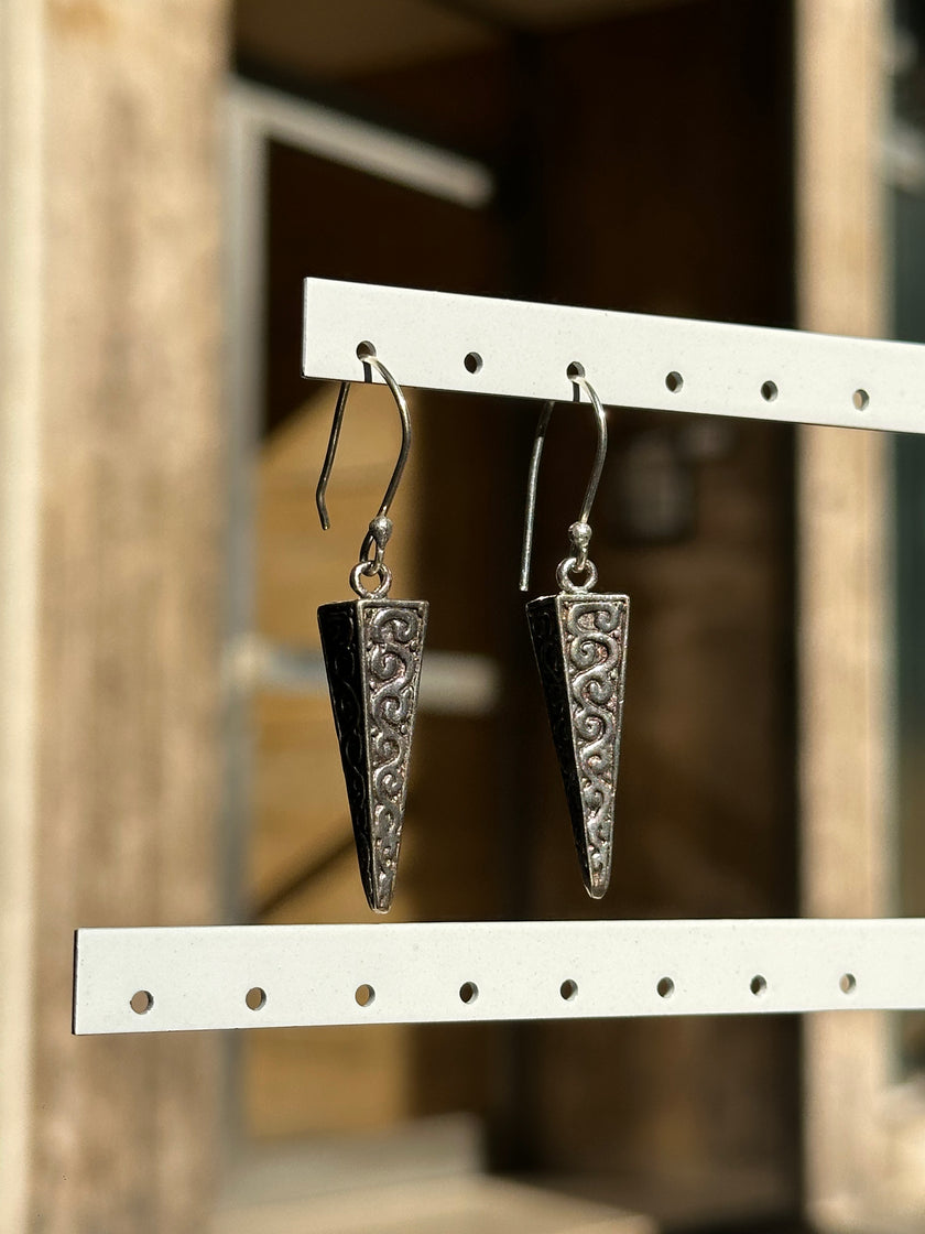 Silver toned brass earrings