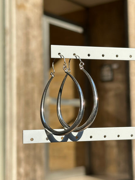 Silver toned brass hoop earrings