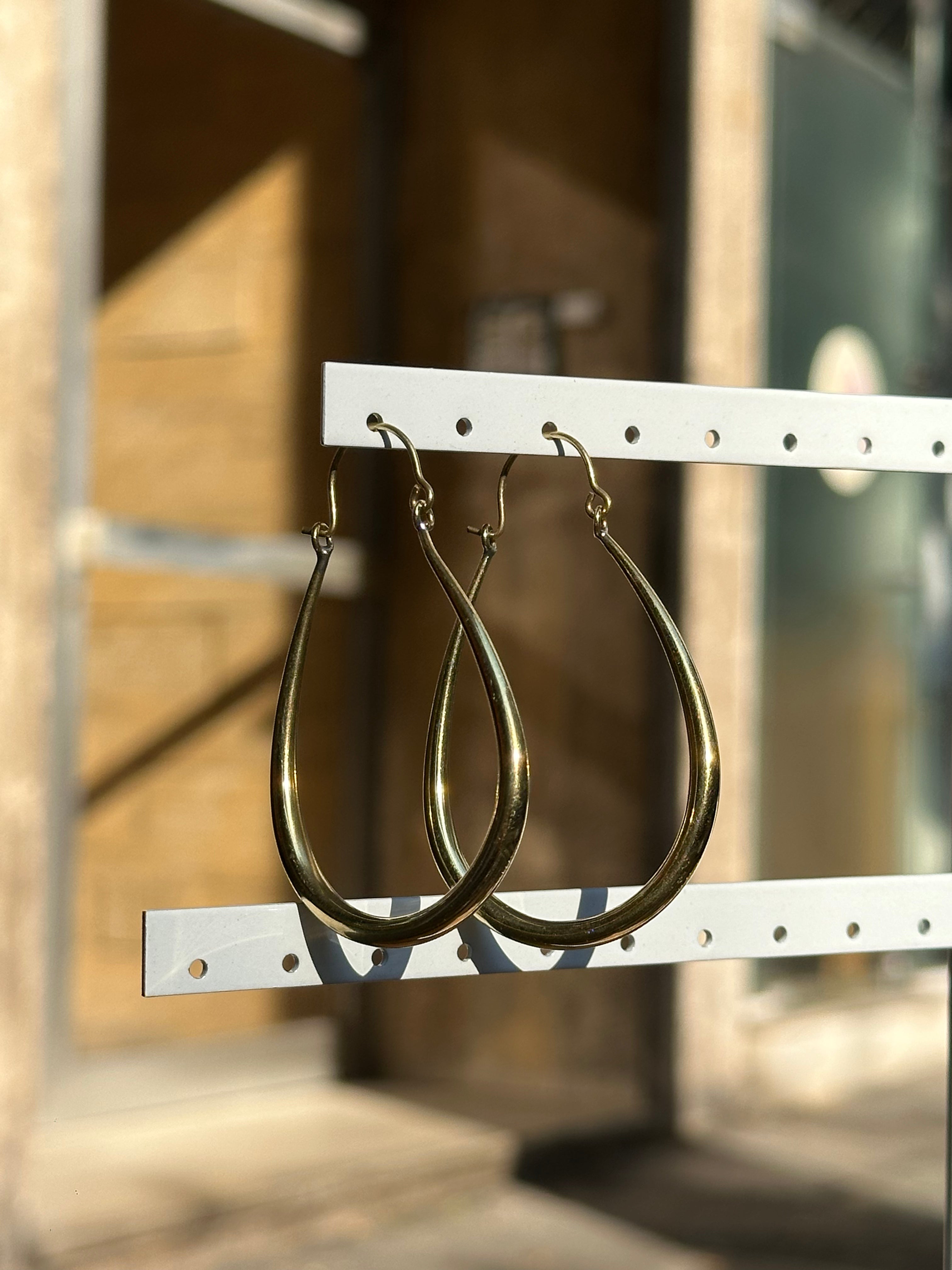Gold toned brass hoop earrings
