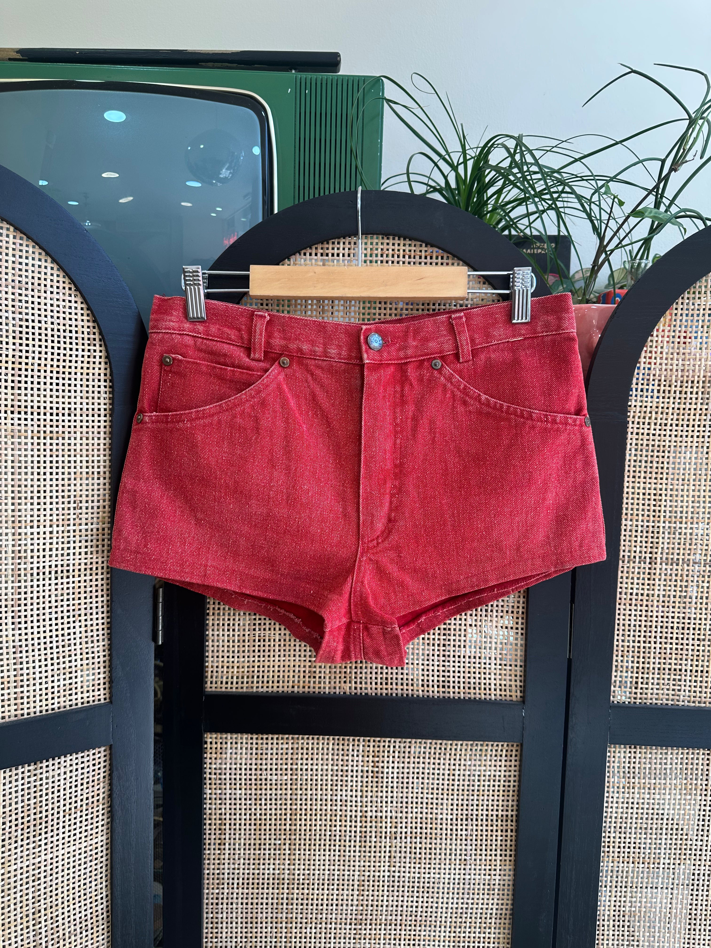 Super hot red denim shorts