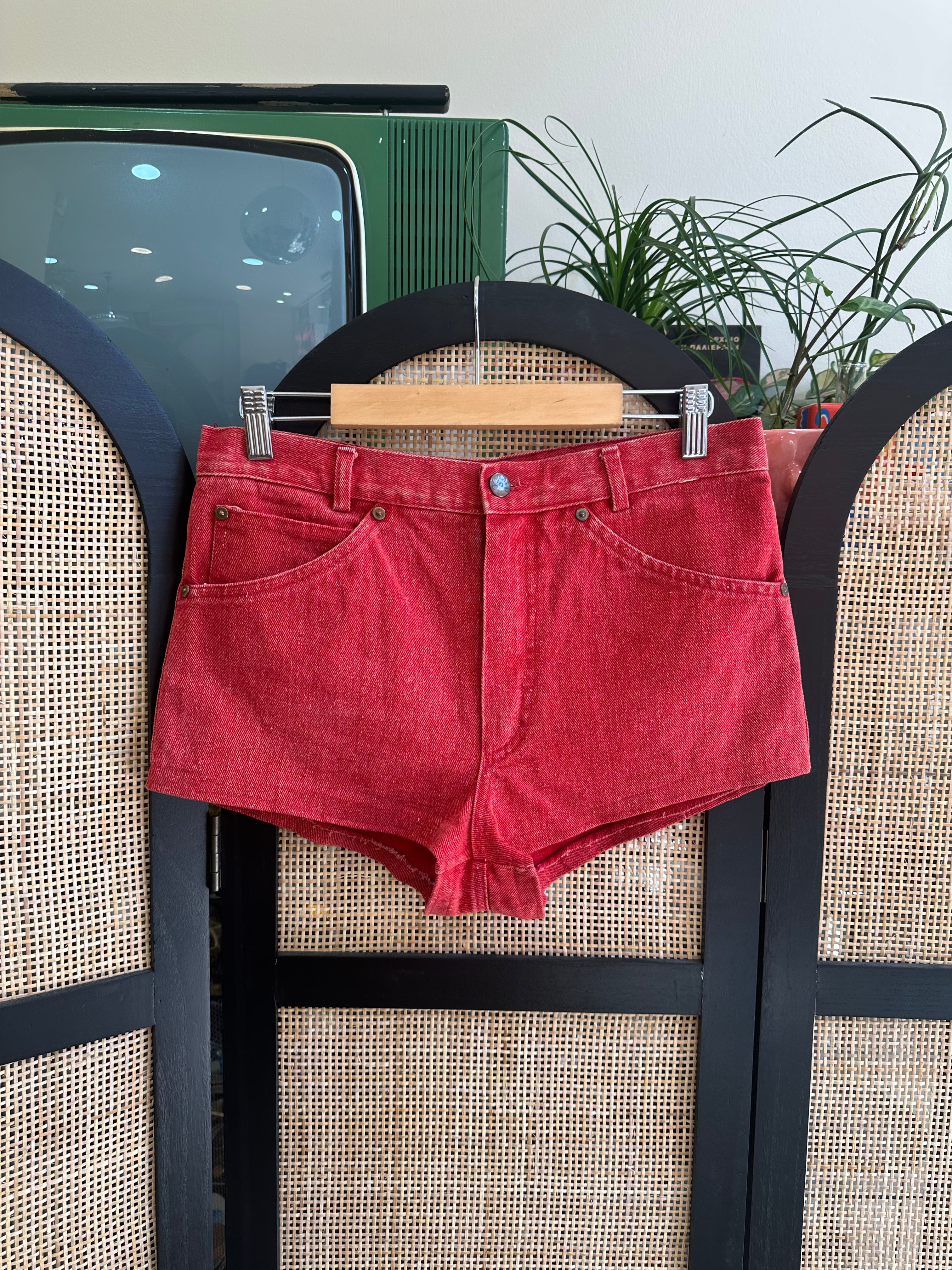Super hot red denim shorts