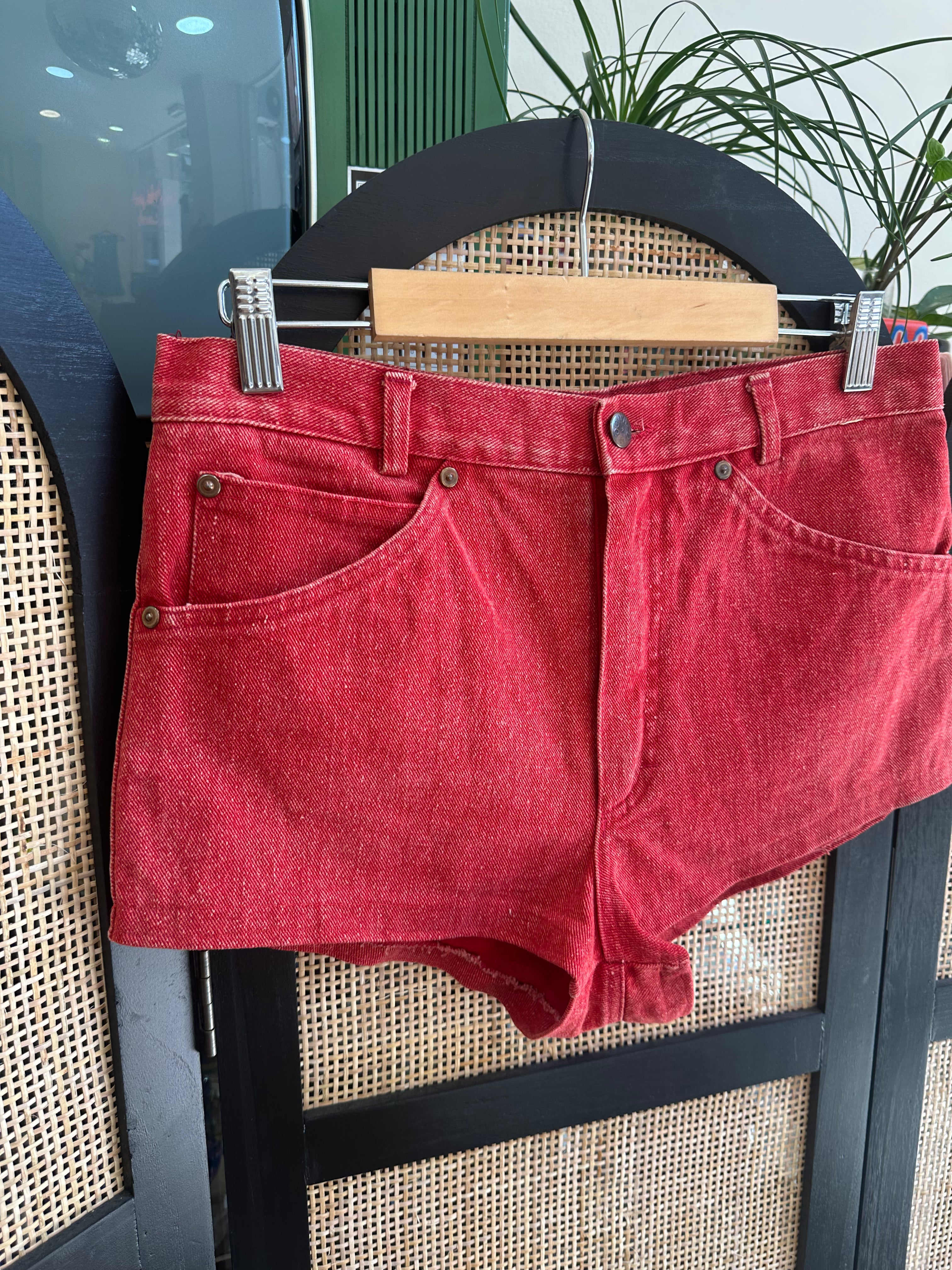 Super hot red denim shorts