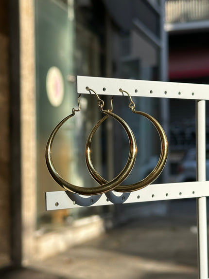 Gold toned brass hoop earrings