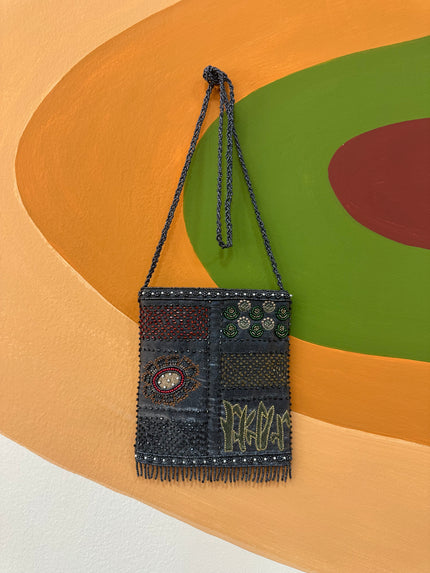 Stunning deadstock beaded cross body mini bag (grey)