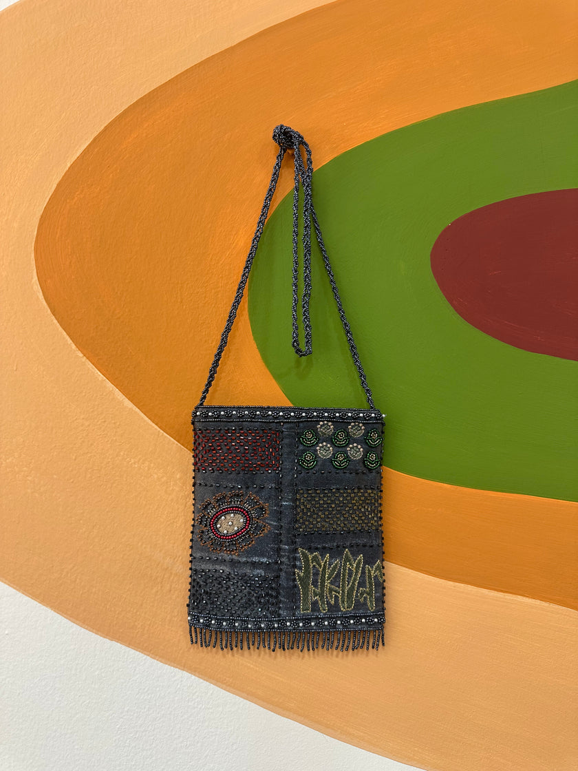 Stunning deadstock beaded cross body mini bag (grey)