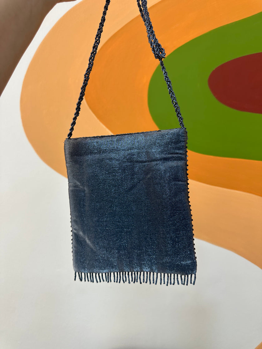 Stunning deadstock beaded cross body mini bag (grey)