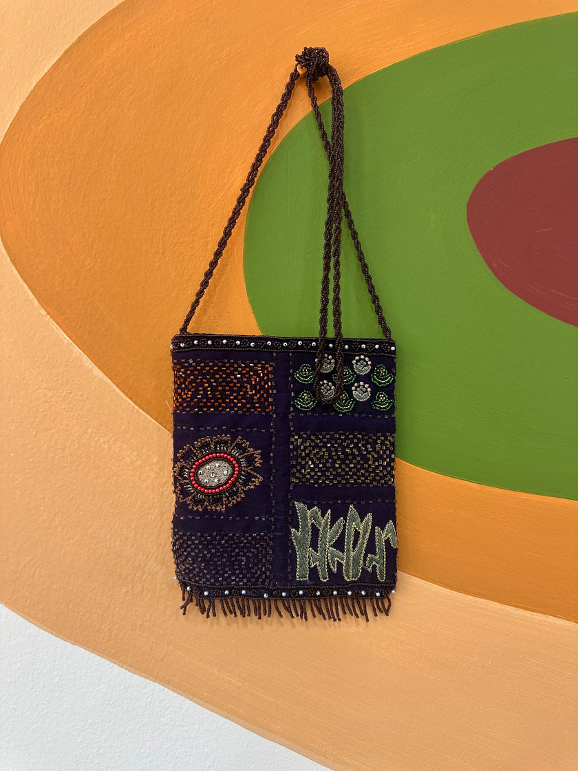 Stunning deadstock beaded cross body mini bag (purple)