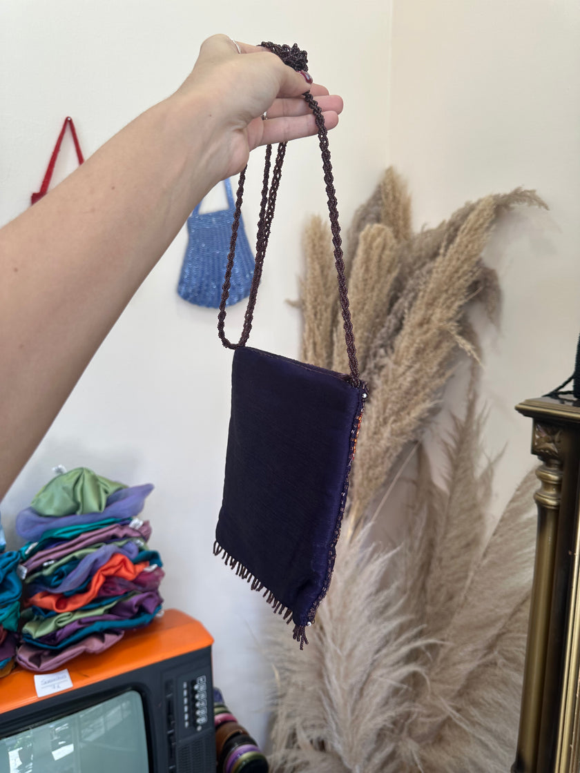 Stunning deadstock beaded cross body mini bag (purple)