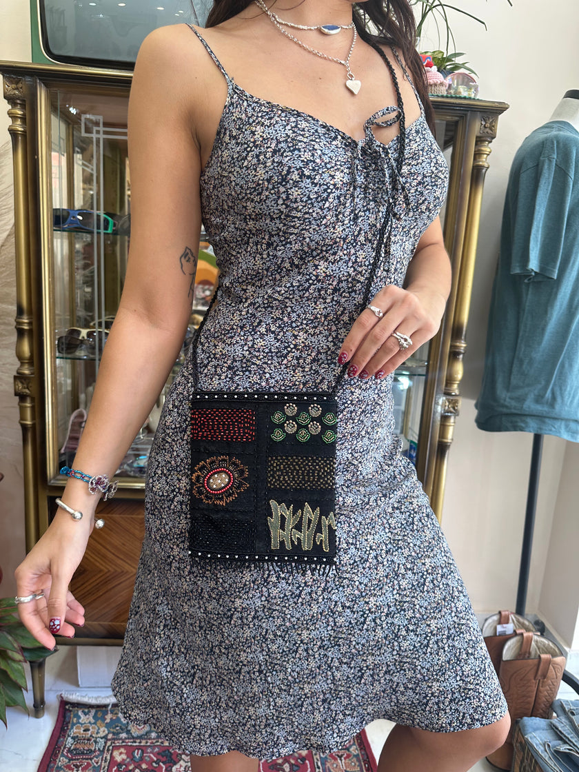 Beautiful deadstock beaded cross body mini bag (black)