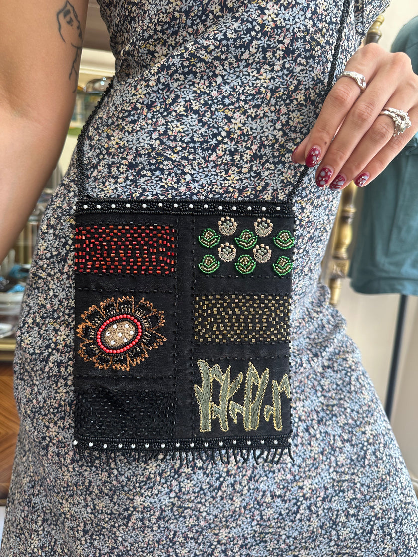 Beautiful deadstock beaded cross body mini bag (black)