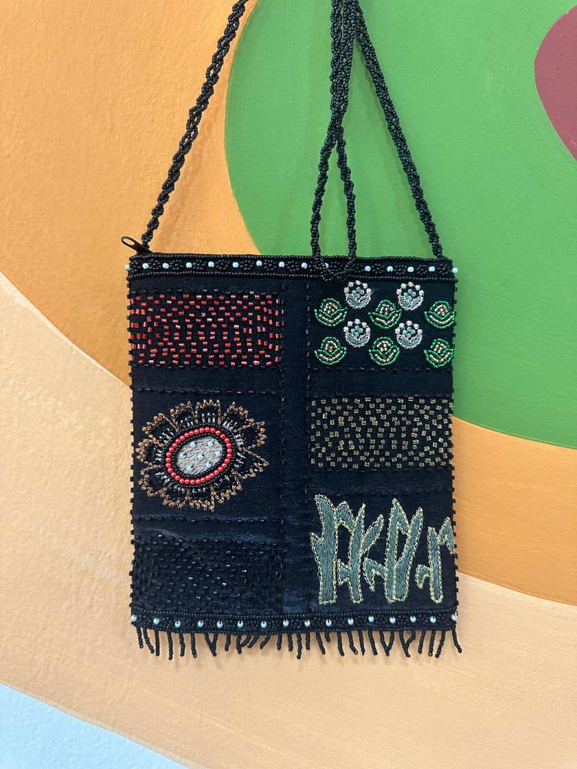 Beautiful deadstock beaded cross body mini bag (black)